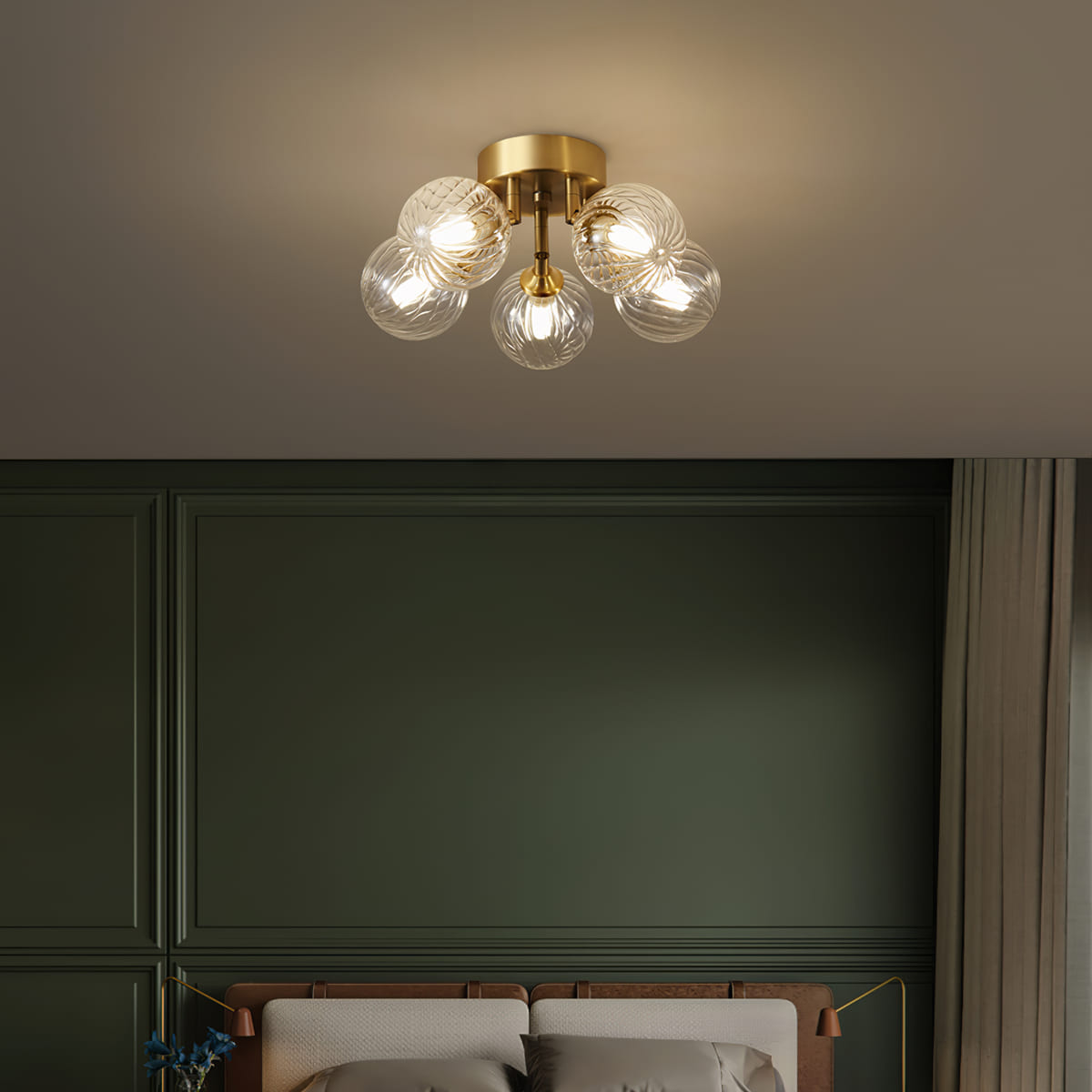 Modern Brass & Glass Bubble Ceiling Light