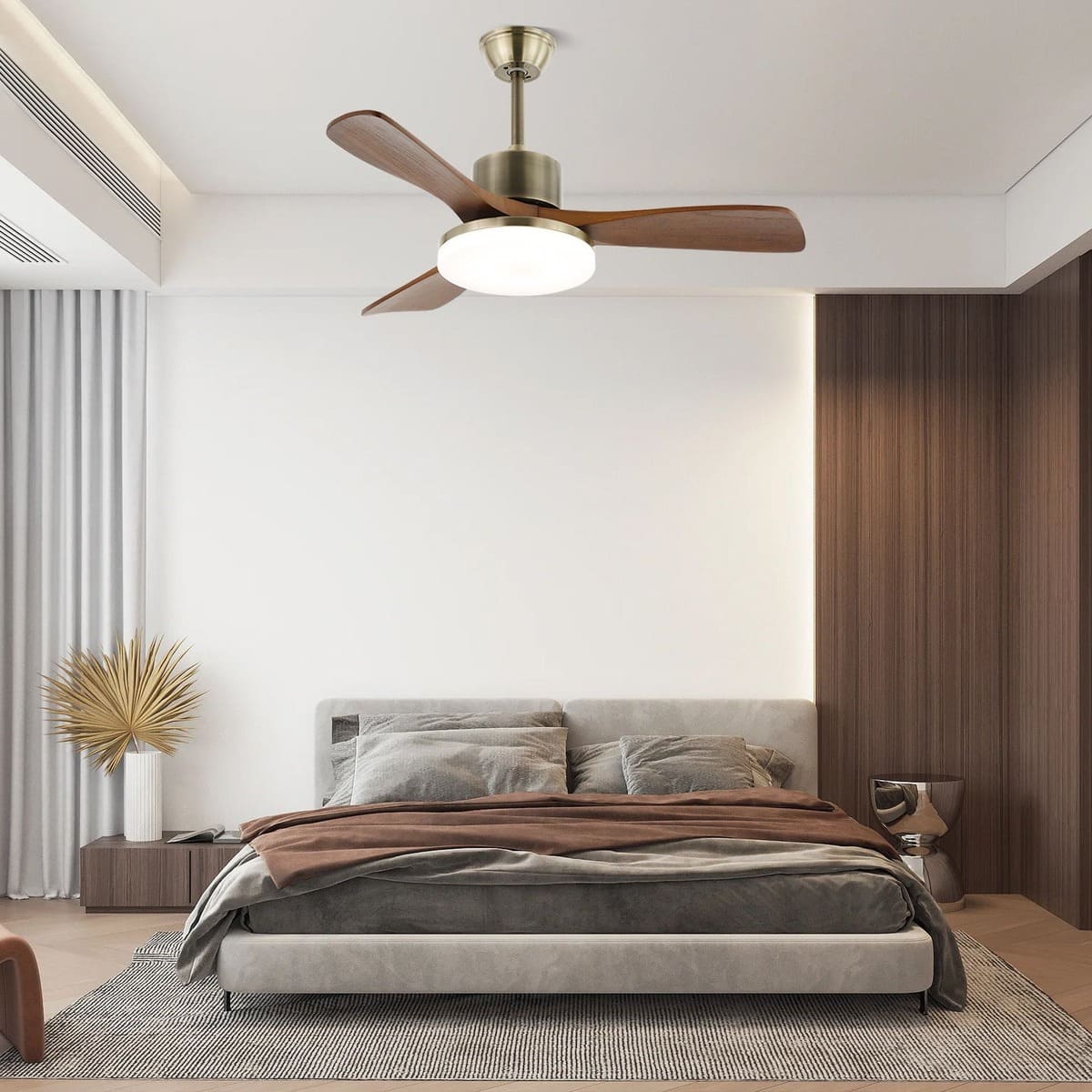 Modern Wooden Ceiling Fan Light with Remote