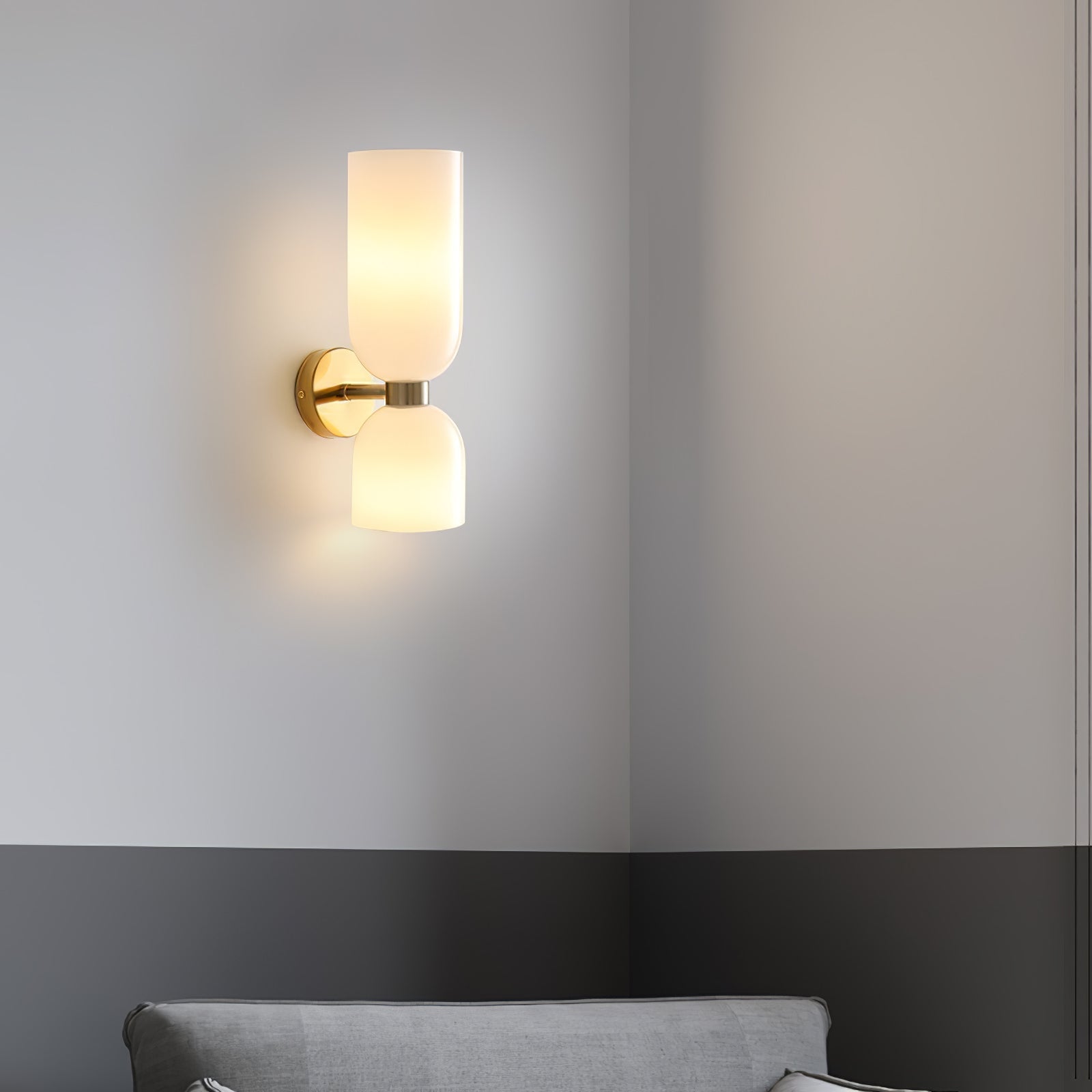 Modern Glass Plug-In Wall Lamp – Double Cylinder Design