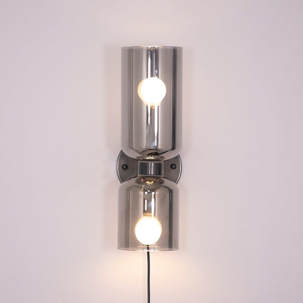 Modern Glass Plug-In Wall Lamp – Double Cylinder Design