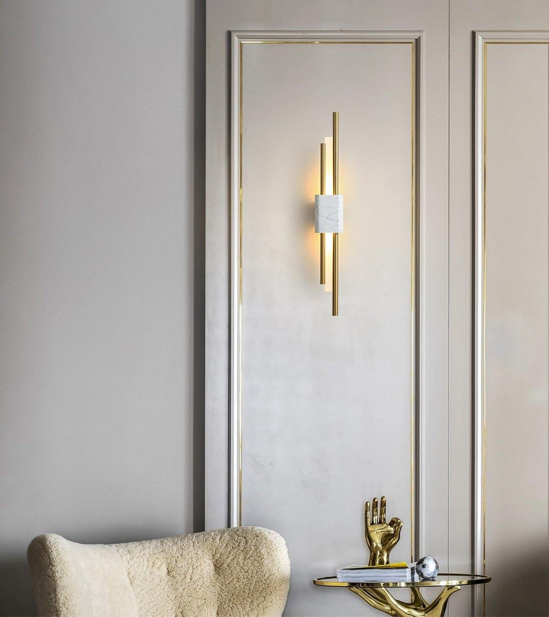 Modern Marble & Brass Wall Light - Minimalist Design