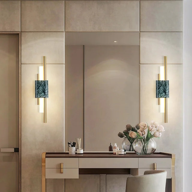 Modern Marble & Brass Wall Light - Minimalist Design