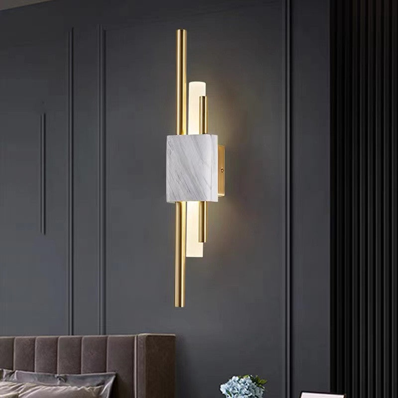 Modern Marble & Brass Wall Light - Minimalist Design