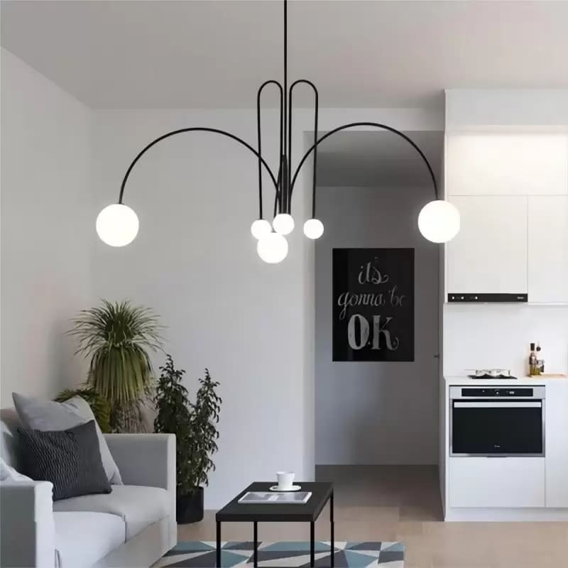 Modern Pendant Light – Metal & Glass, Adjustable Suspension