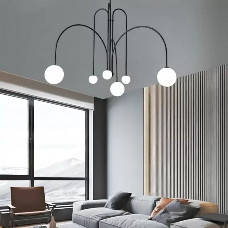 Modern Pendant Light – Metal & Glass, Adjustable Suspension