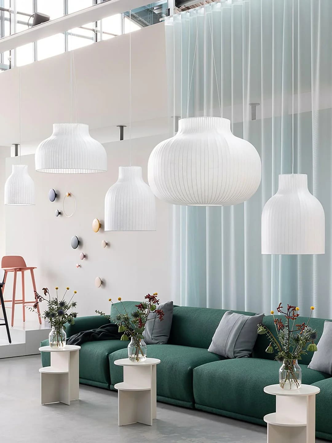 Modern Ribbed Silk Pendant Light Fixture