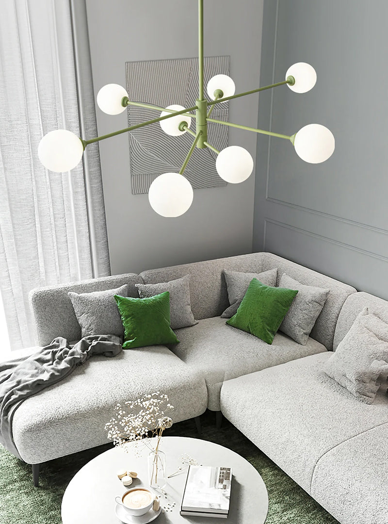 Modern Staggered Green Chandelier Design