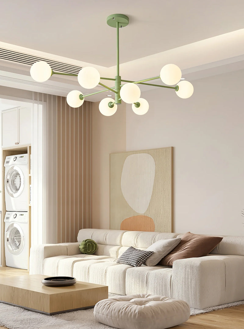 Modern Staggered Green Chandelier Design