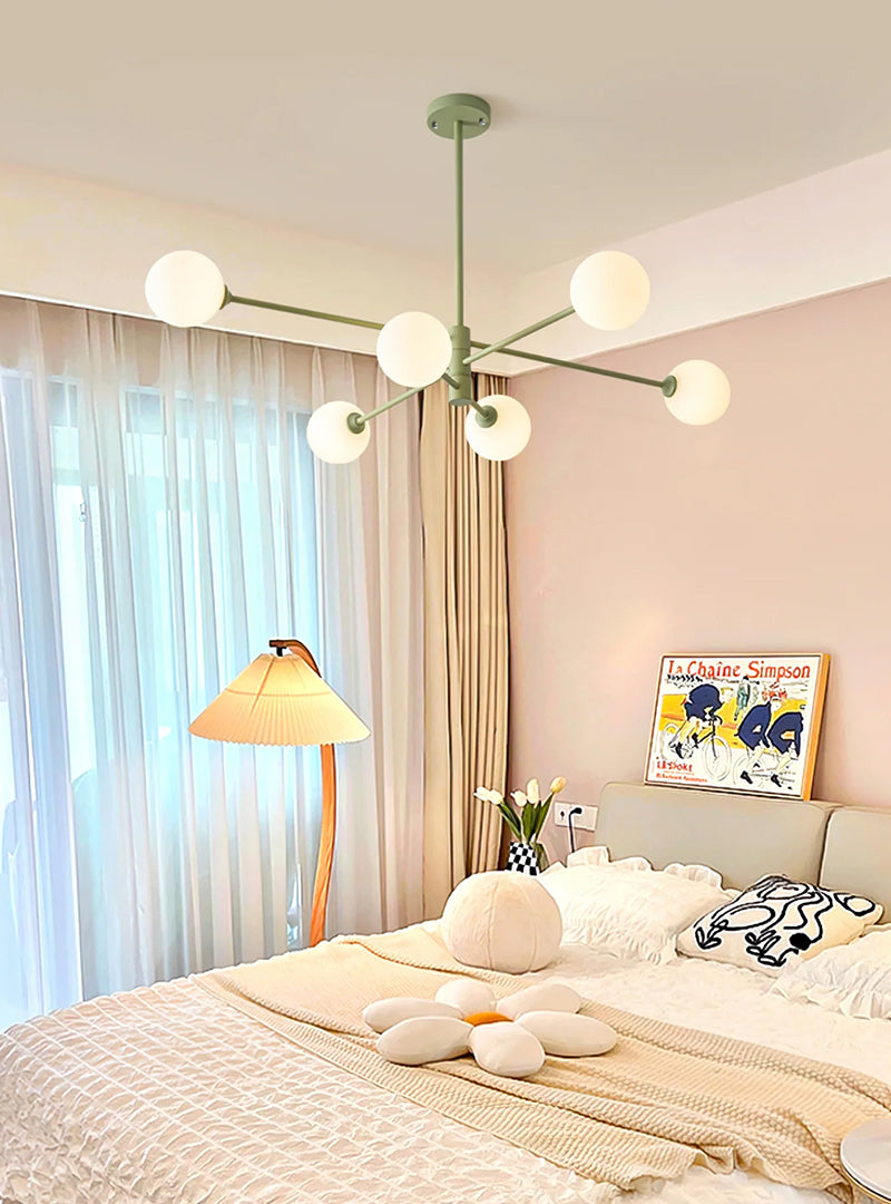 Modern Staggered Green Chandelier Design