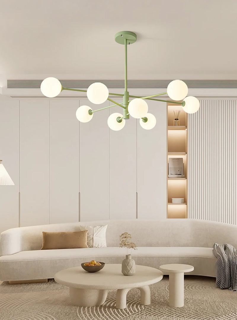 Modern Staggered Green Chandelier Design