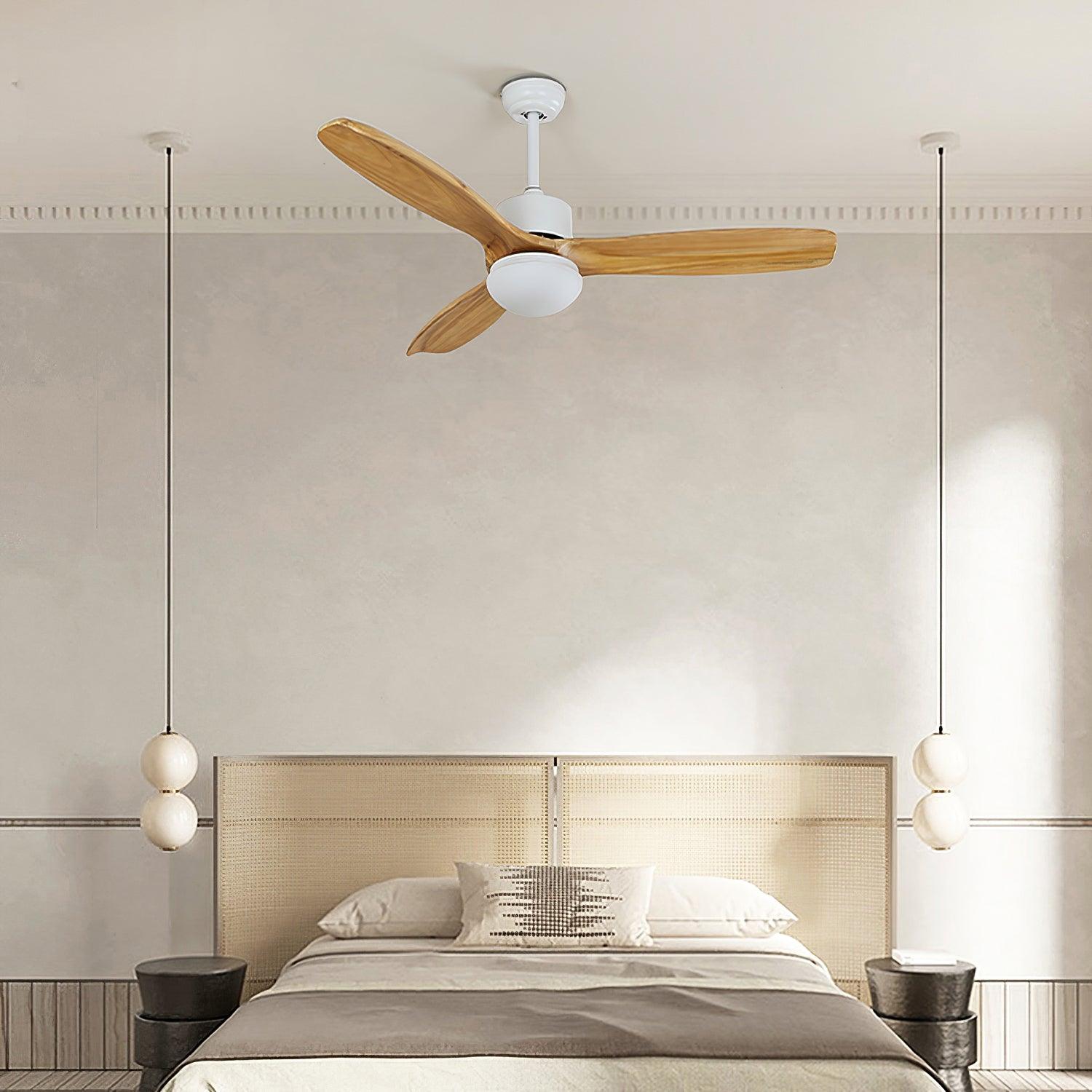 Modern Wooden Blade Ceiling Fan with Light