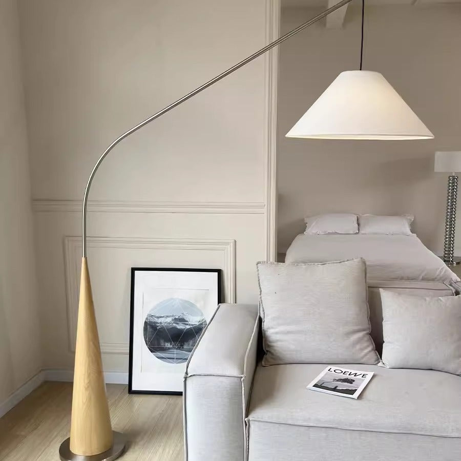 Modern Arc Floor Lamp with Linen Shade