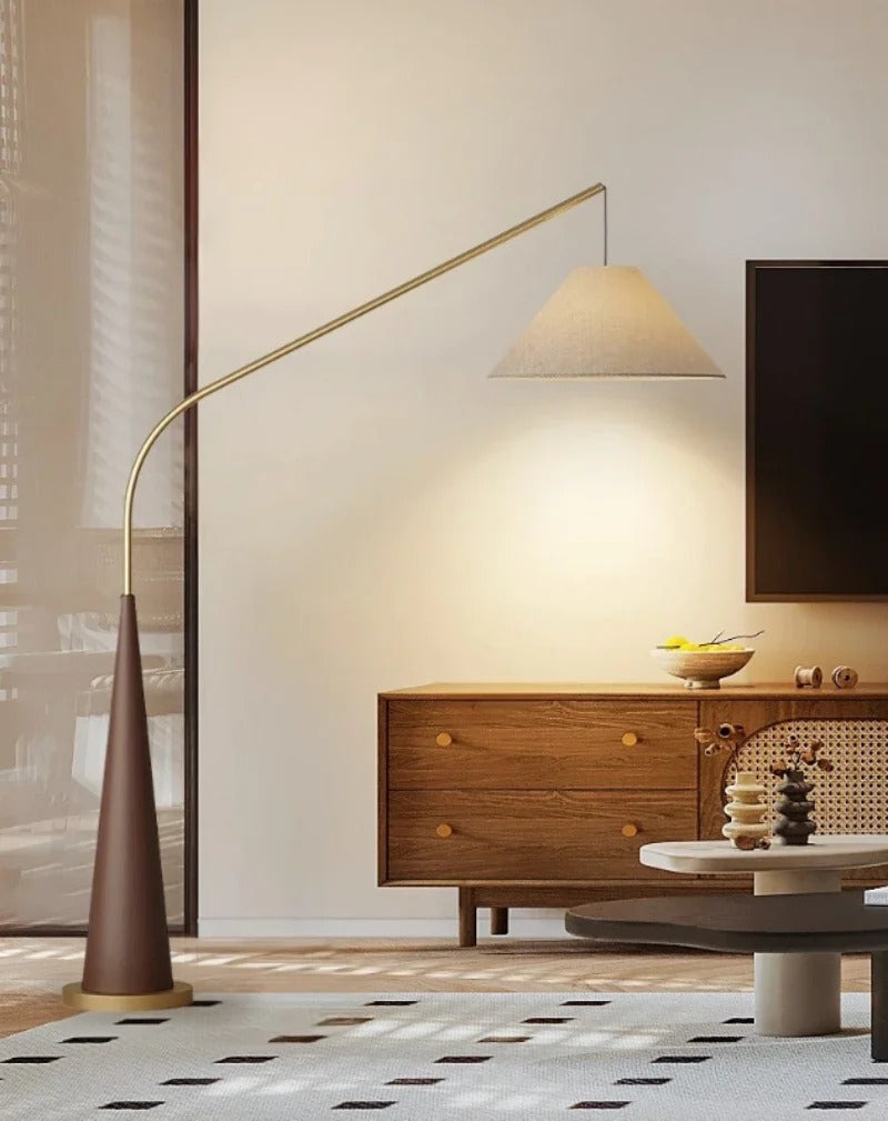 Modern Arc Floor Lamp with Linen Shade