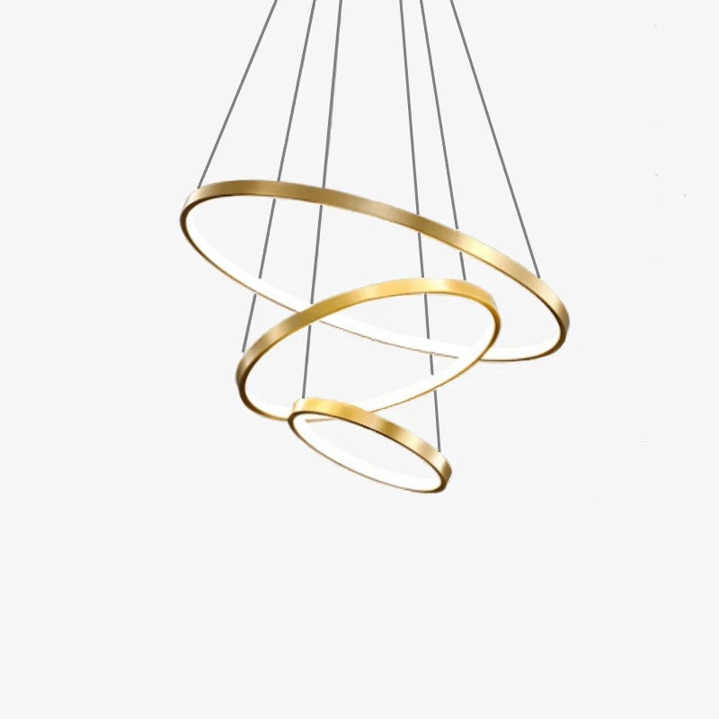 Modern LED Chandelier – Gold Rings