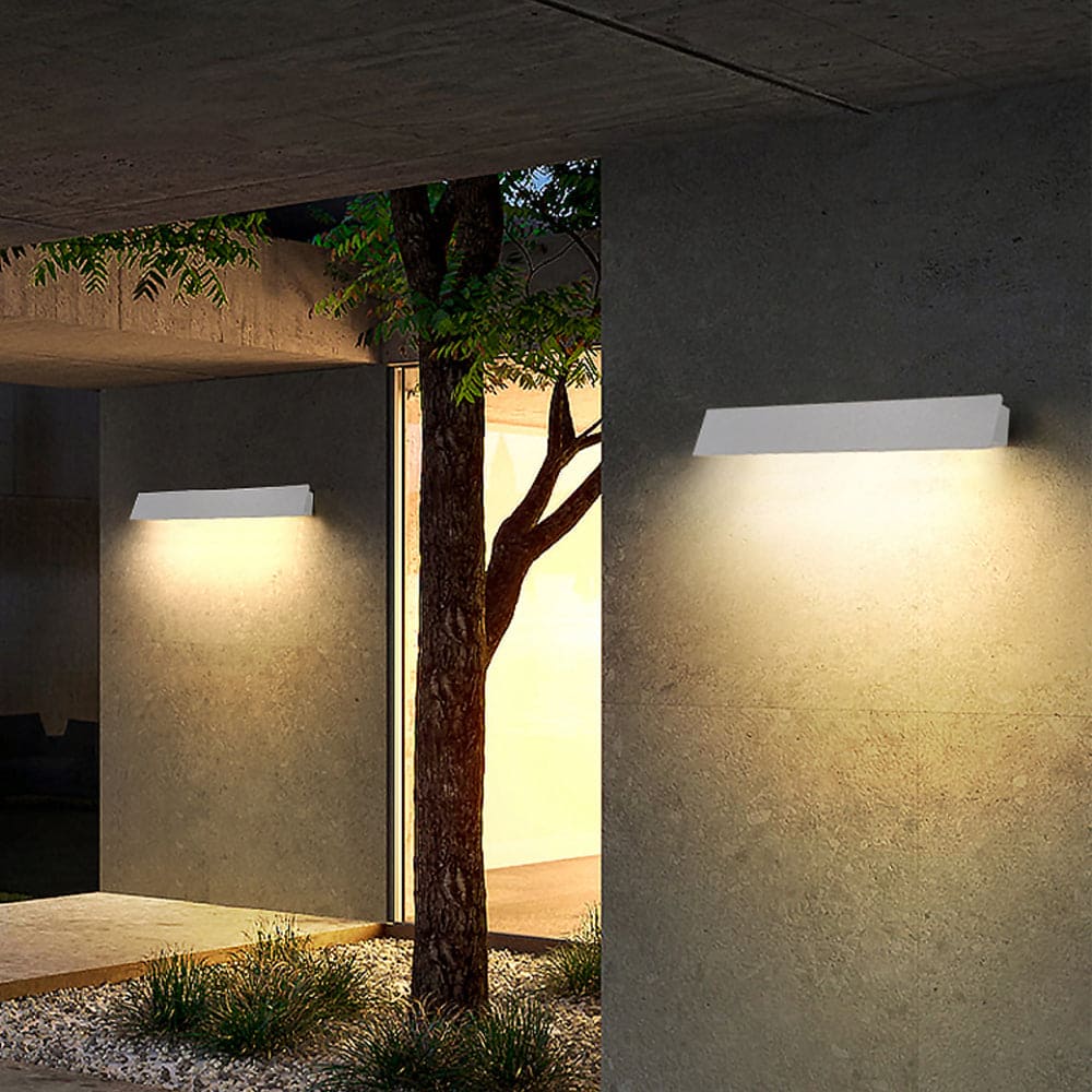 Modern LED Outdoor Wall Light – Black/White, Waterproof, Solar or Hardwired