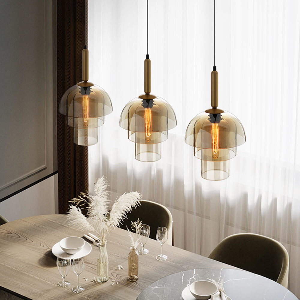 Modern Multi-Layer Dome Glass Pendant Light – Elegant Design