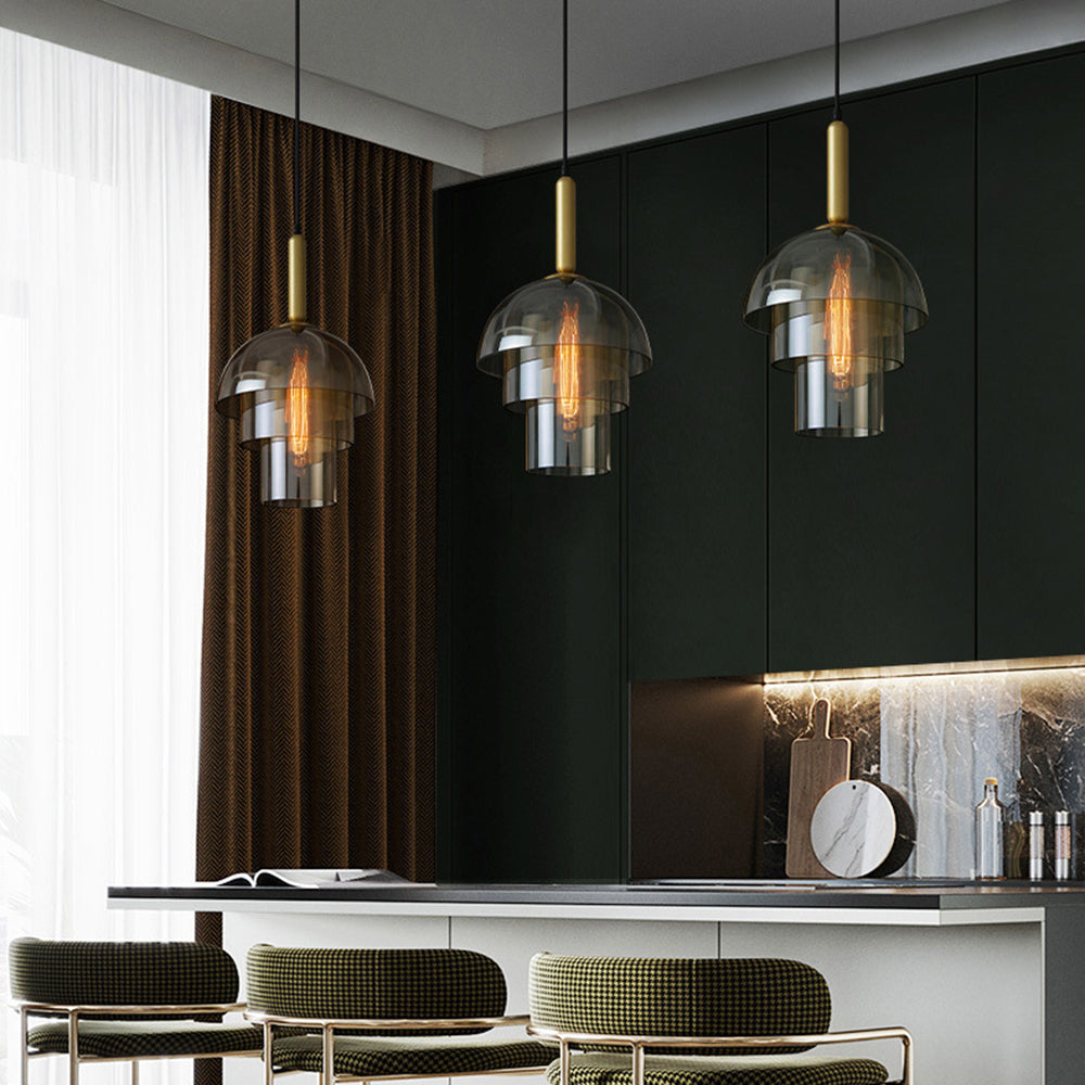 Modern Multi-Layer Dome Glass Pendant Light – Elegant Design