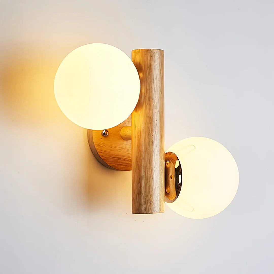 Modern Oak Double Ball Light