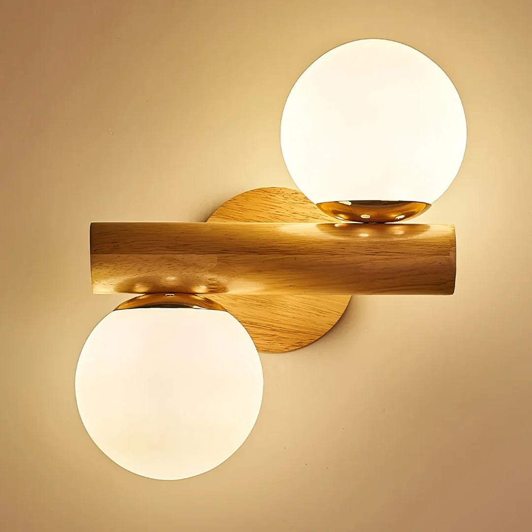 Modern Oak Double Ball Light