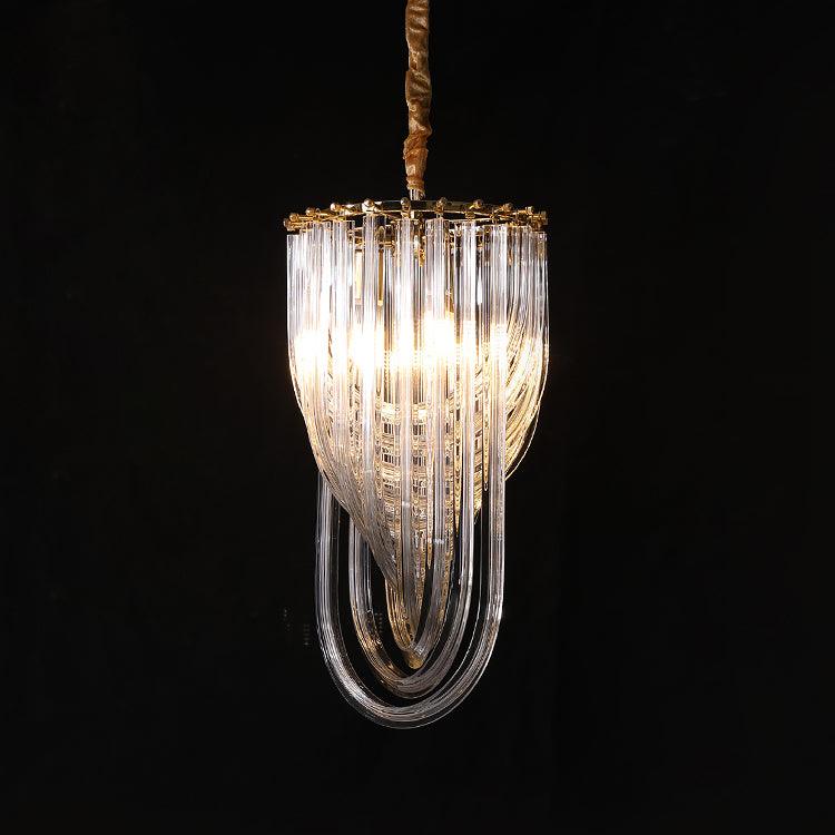 Murano Glass Chandelier – Opulent Refractive Curved Design