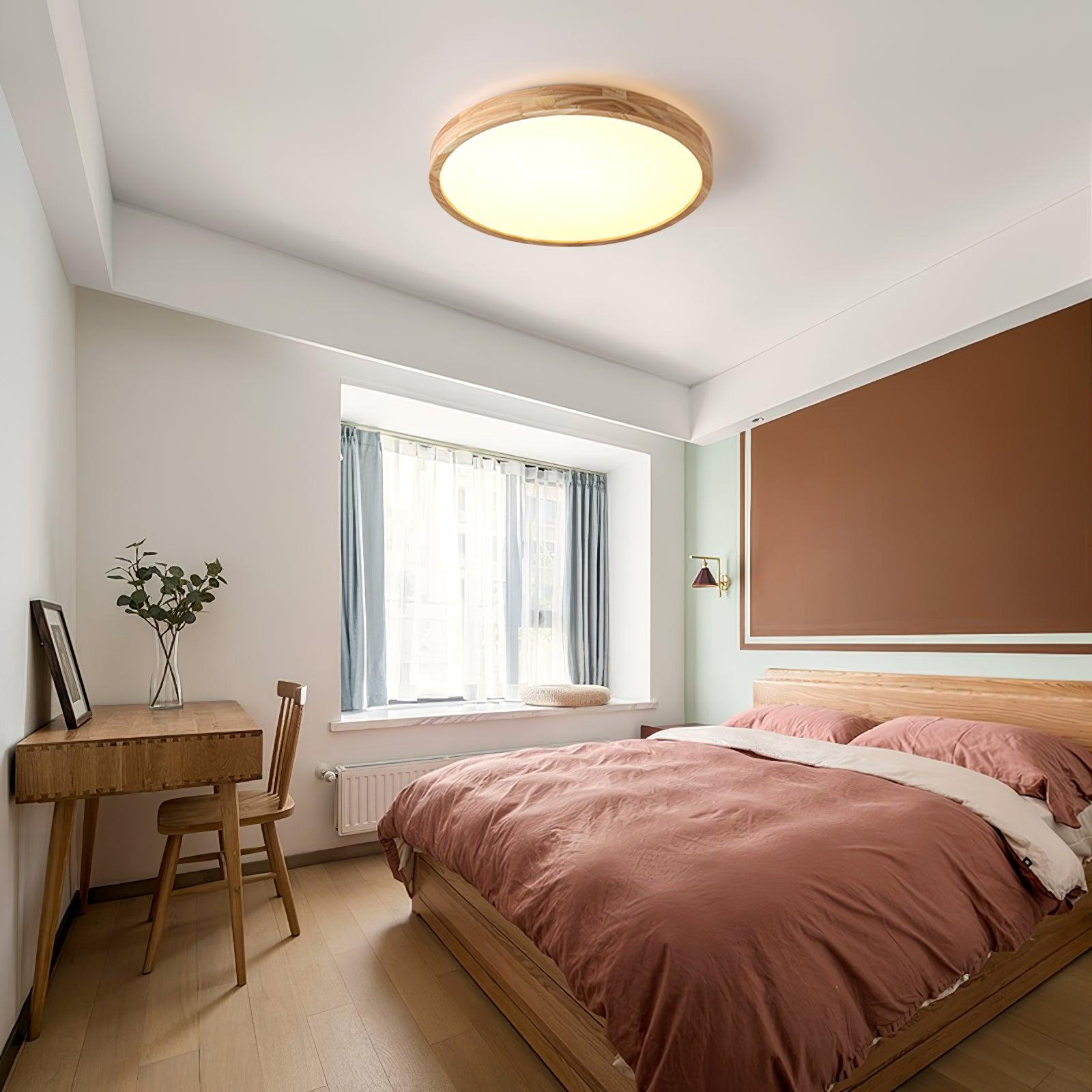 Natural Wood Ceiling Lamp – Stylish Geometric Shapes