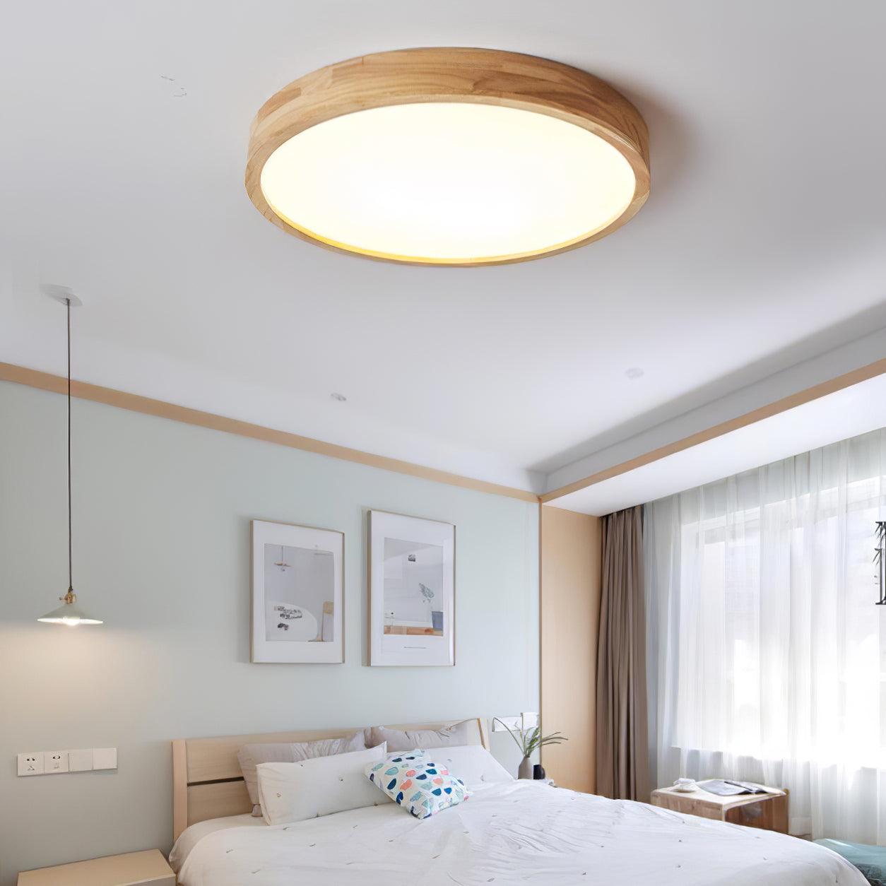 Natural Wood Ceiling Lamp – Stylish Geometric Shapes