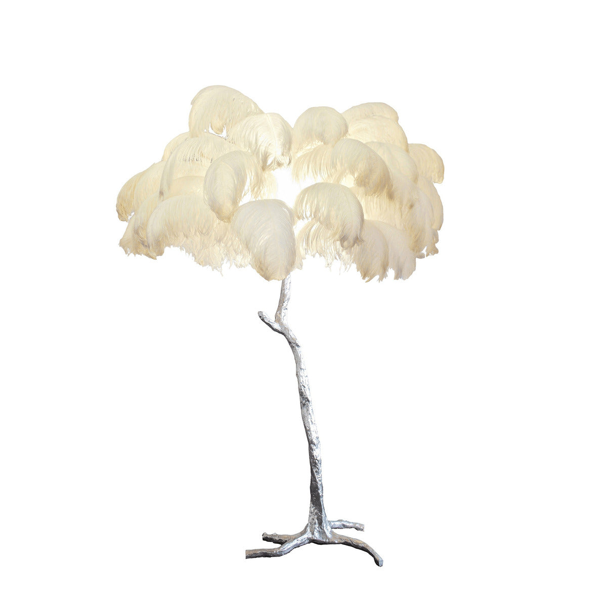 Ostrich Feather Floor Lamp – Tropical Glam Elegance