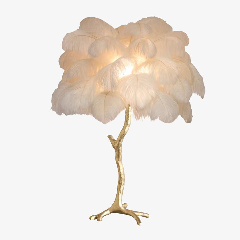 Ostrich Feather Table Lamp - Modern Art Deco Lighting