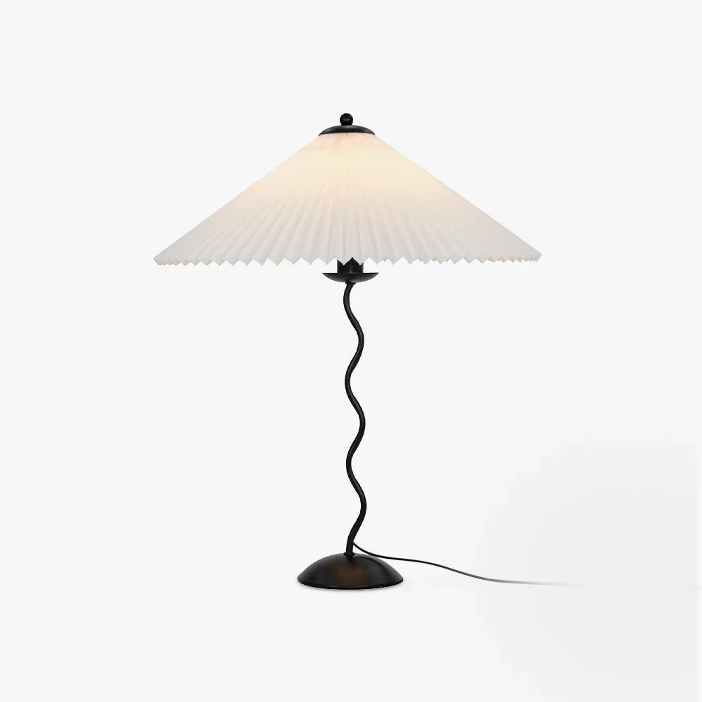 Modern Squiggle Table Lamp – Pleated Umbrella Design