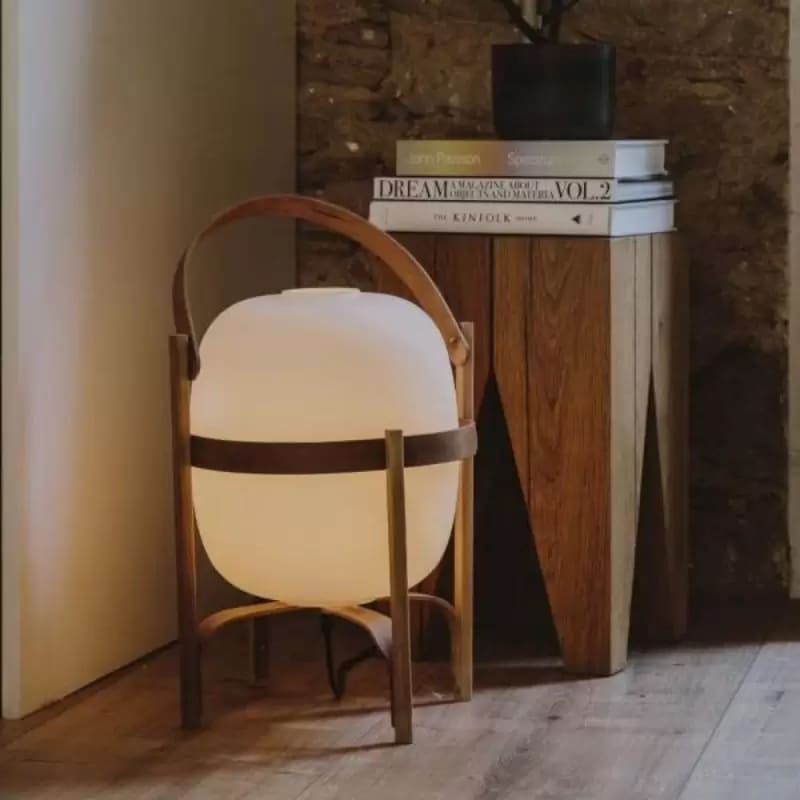 Portable Lantern Table Lamp – Mid-Century Modern Wood Design