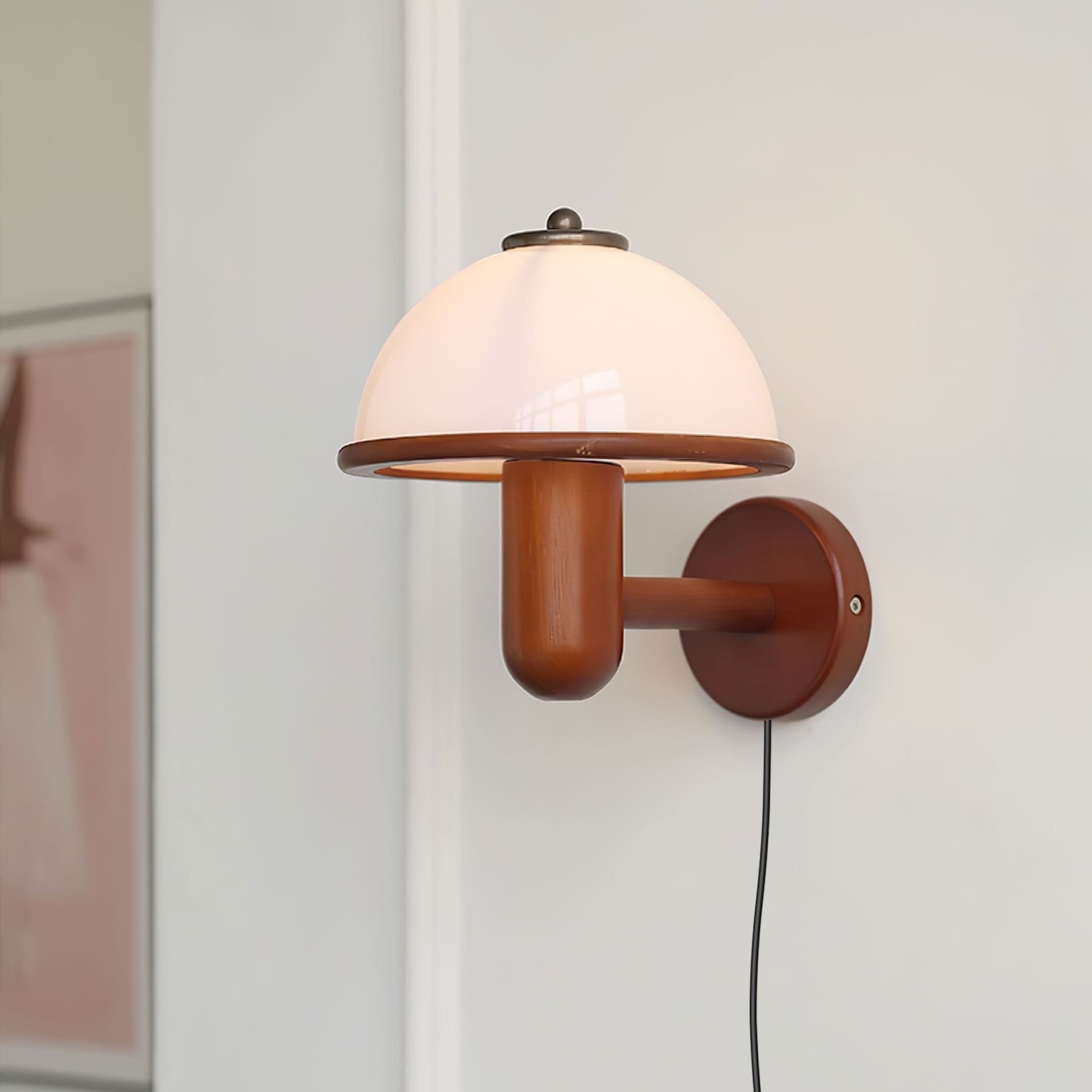 Retro Style Wall Lamp – Wooden Mushroom Design