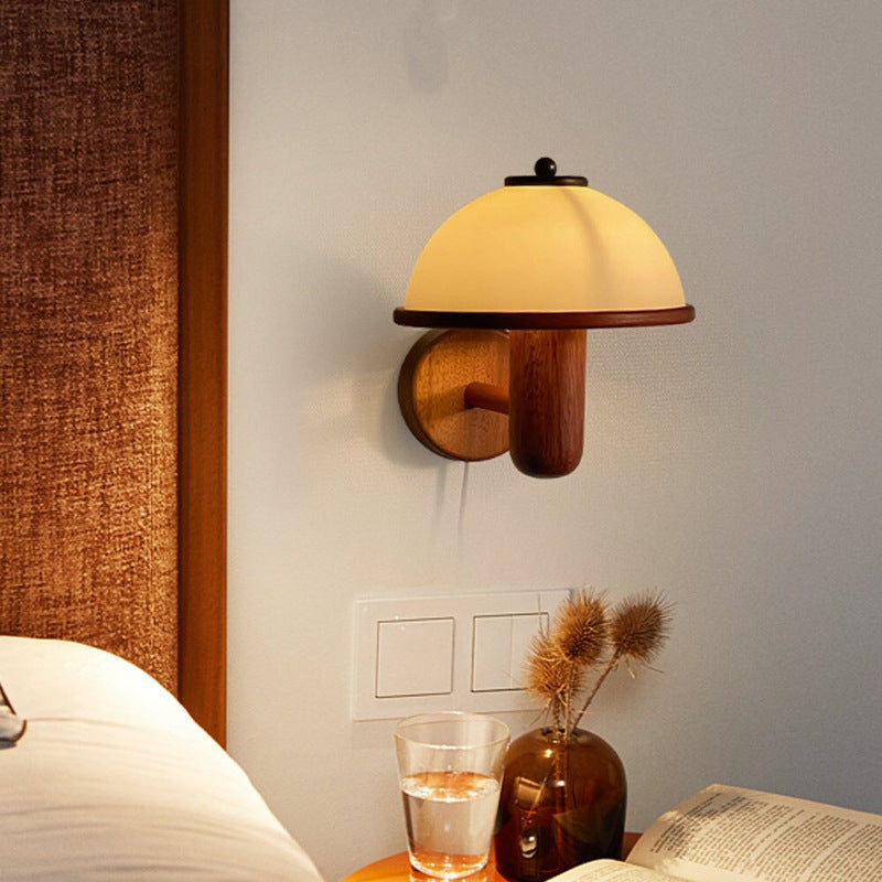 Retro Style Wall Lamp – Wooden Mushroom Design