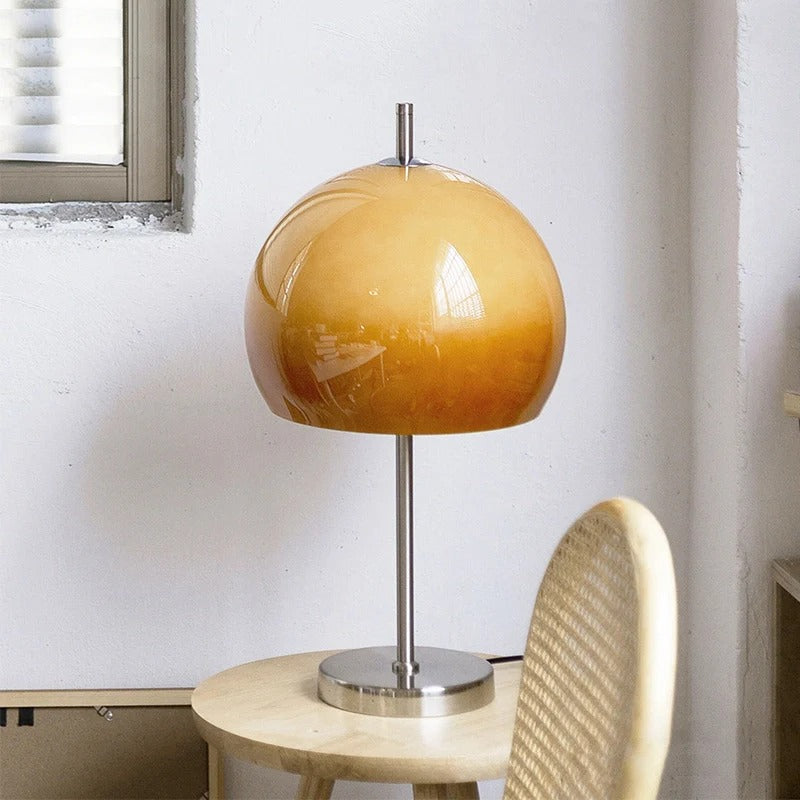 Retro Sunset Table Lamp – Chrome Base & Orange Dome