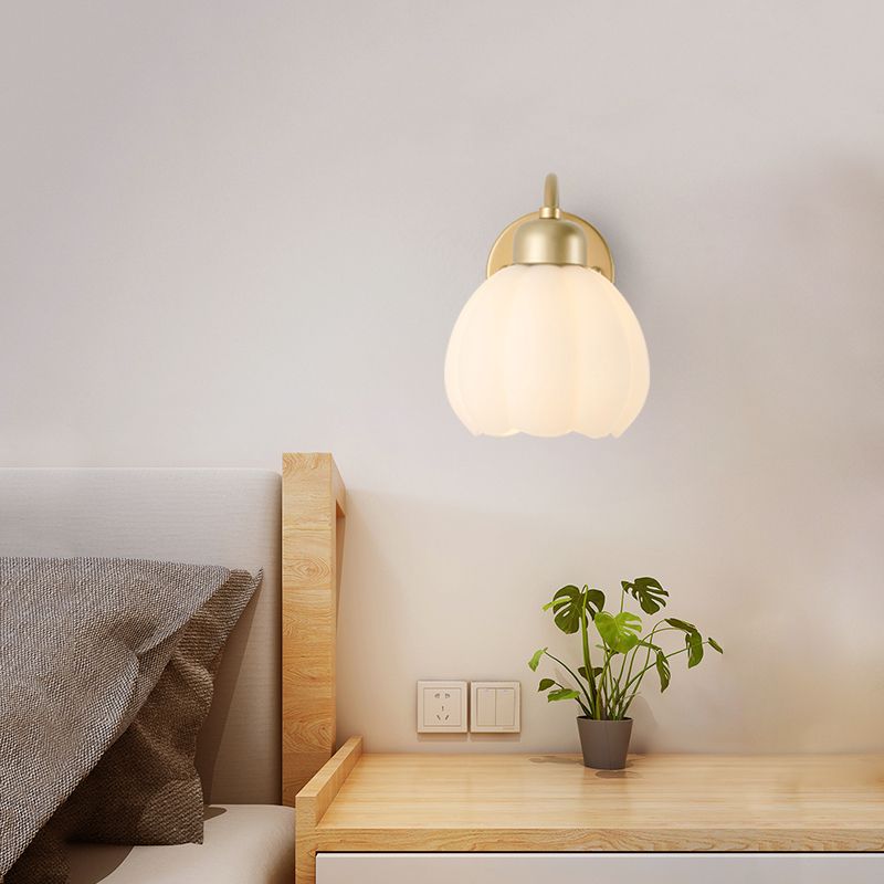 Scandinavian Floral Wall Light - Minimalist Metal and Glass