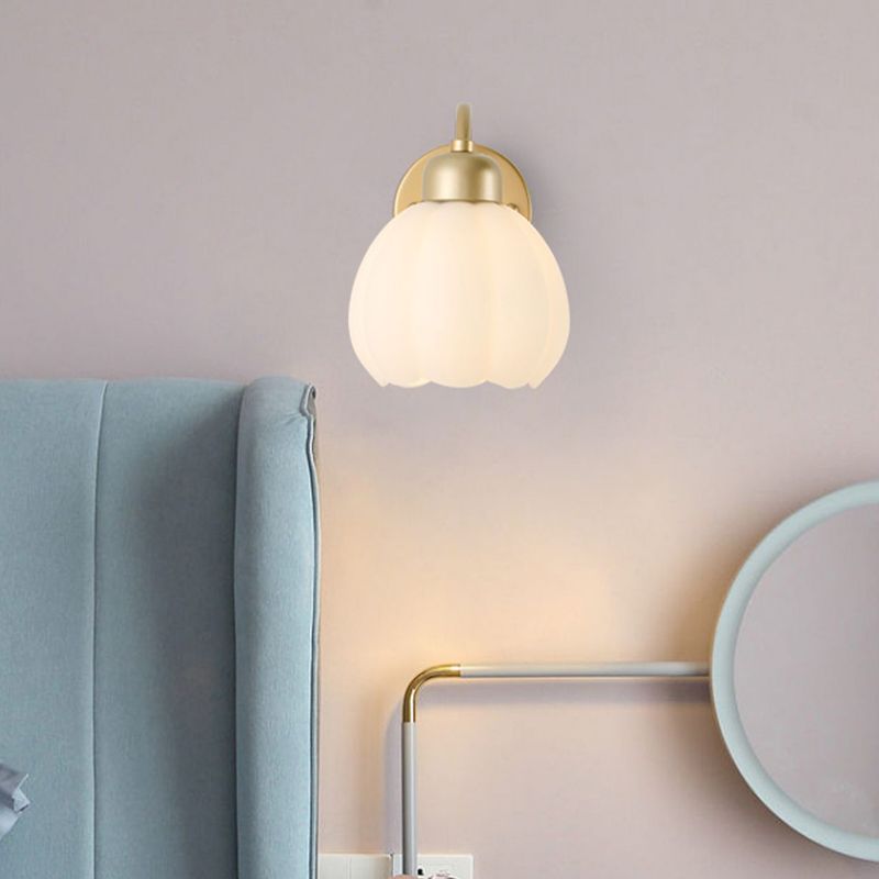 Scandinavian Floral Wall Light - Minimalist Metal and Glass