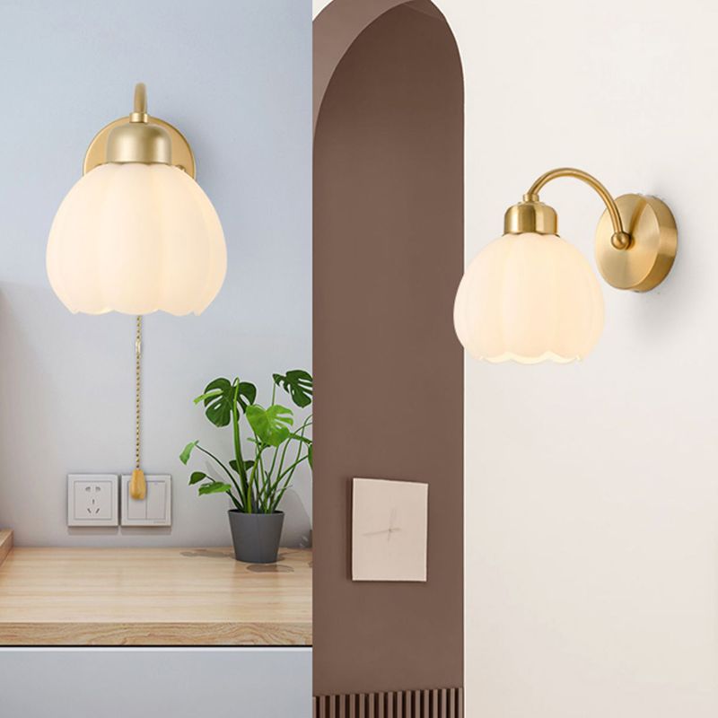 Scandinavian Floral Wall Light - Minimalist Metal and Glass