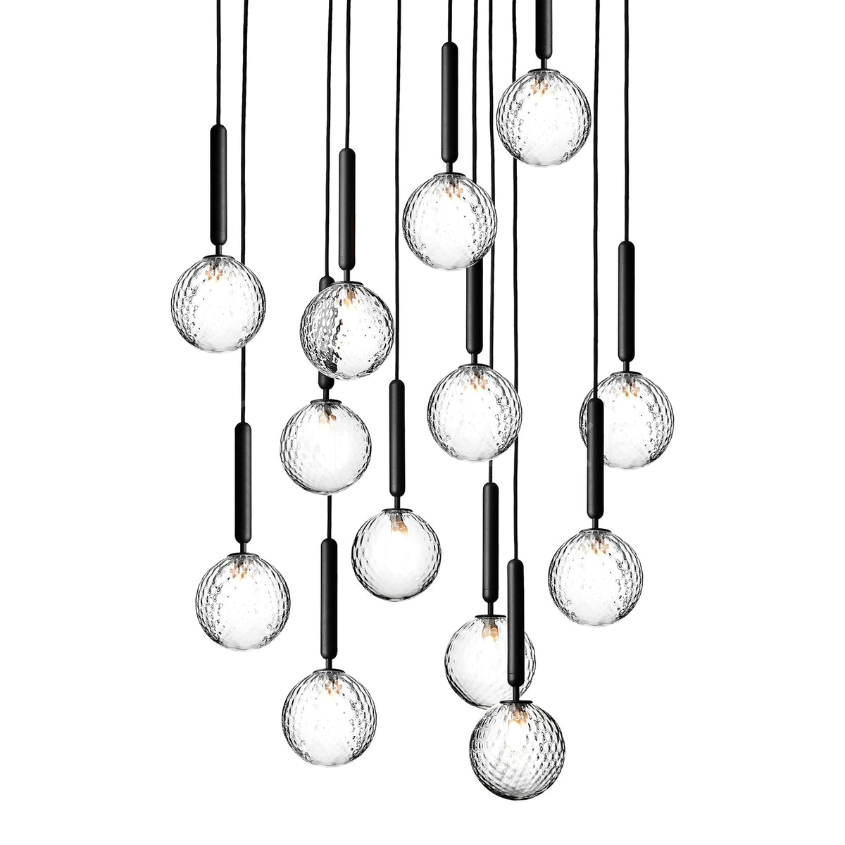 Scandinavian Pendant Lamp – Mouth-Blown Glass Spheres & Metal