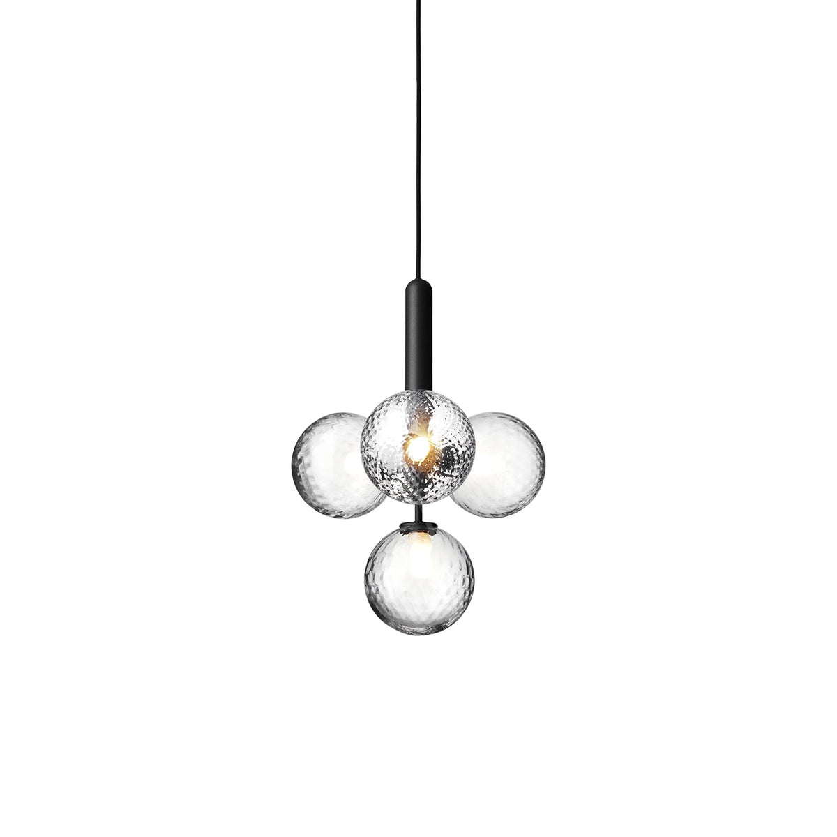 Scandinavian Pendant Lamp – Mouth-Blown Glass Spheres & Metal