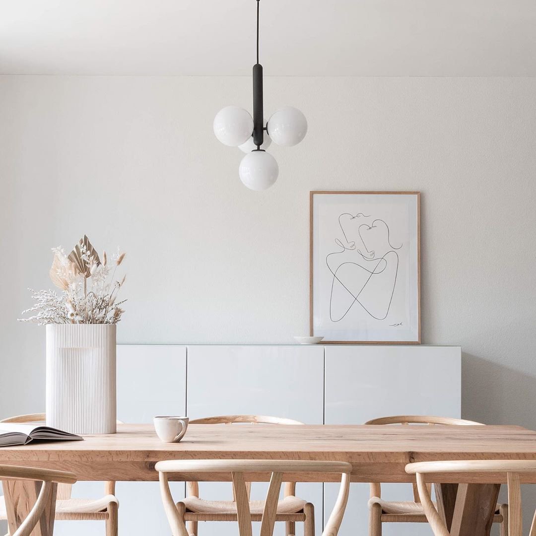 Scandinavian Pendant Lamp – Mouth-Blown Glass Spheres & Metal