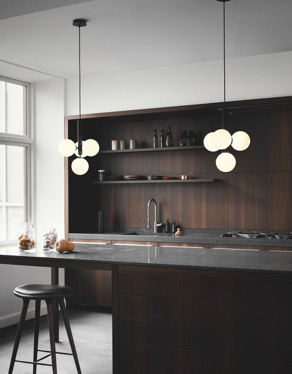 Scandinavian Pendant Lamp – Mouth-Blown Glass Spheres & Metal