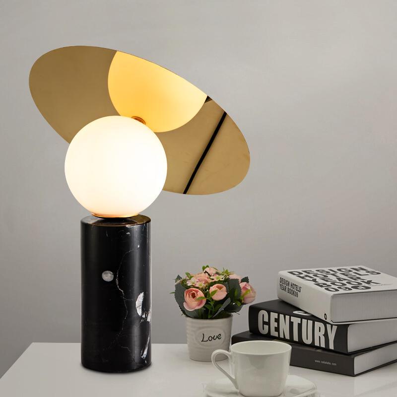 Sleek Marble Pillar Table Lamp