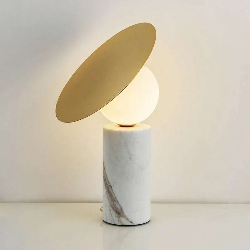 Sleek Marble Pillar Table Lamp