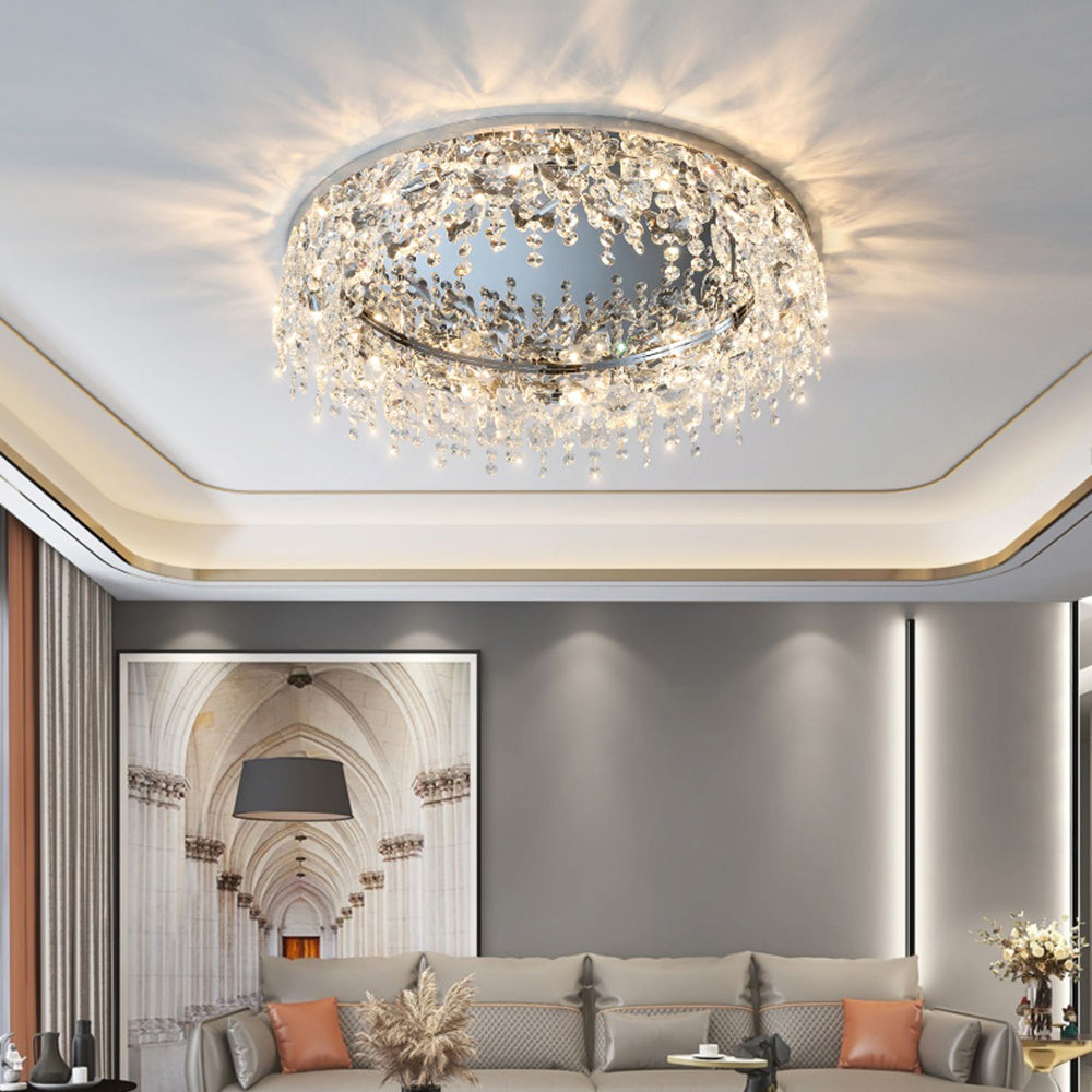 Sparkling Crystal Flush Ceiling Fixture