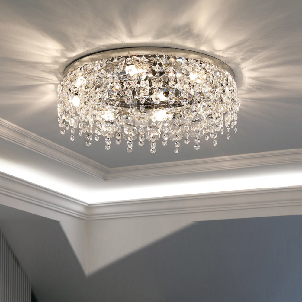 Sparkling Crystal Flush Ceiling Fixture