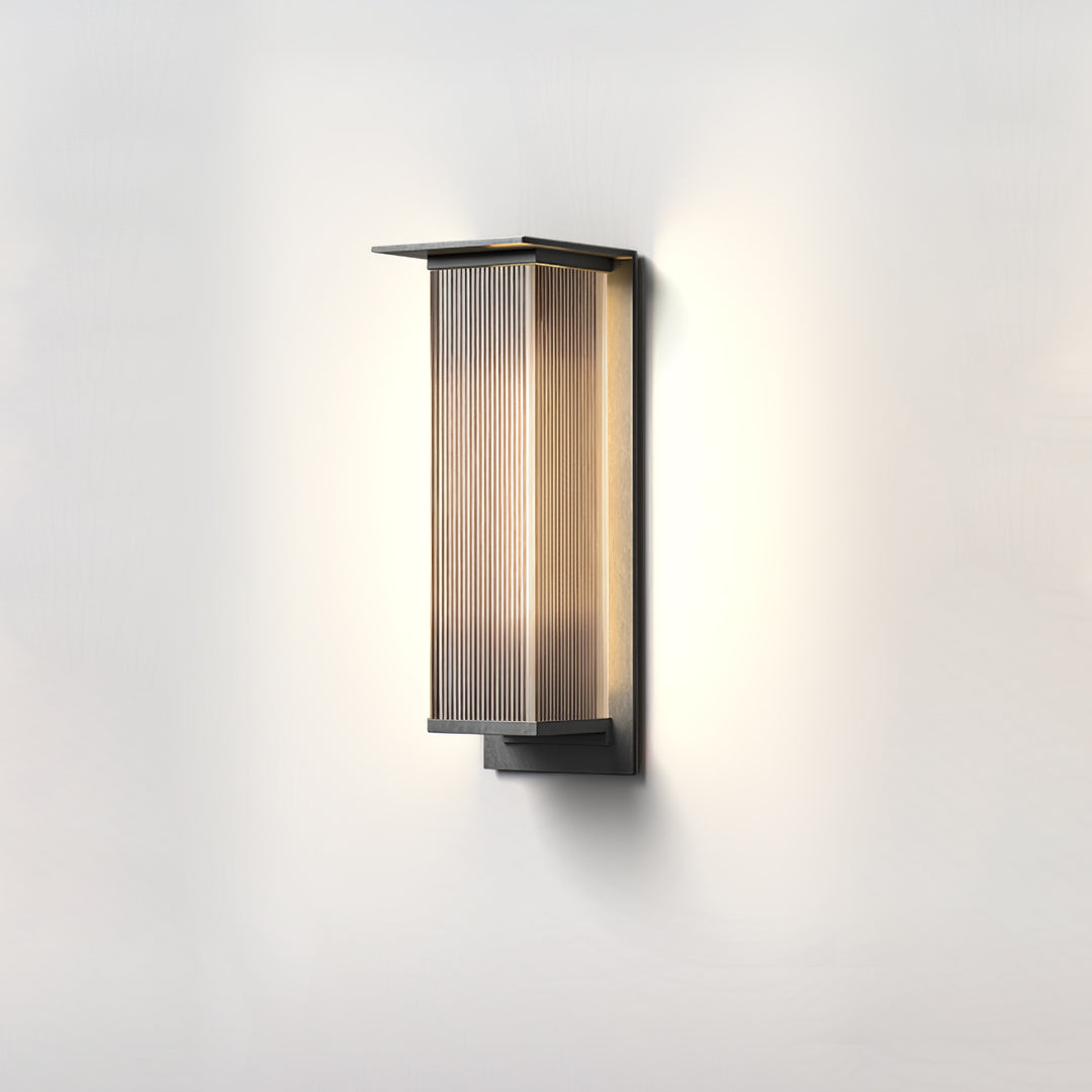 Modern Solar Outdoor Wall Fixture – Rectangular Design, Energy-Efficient