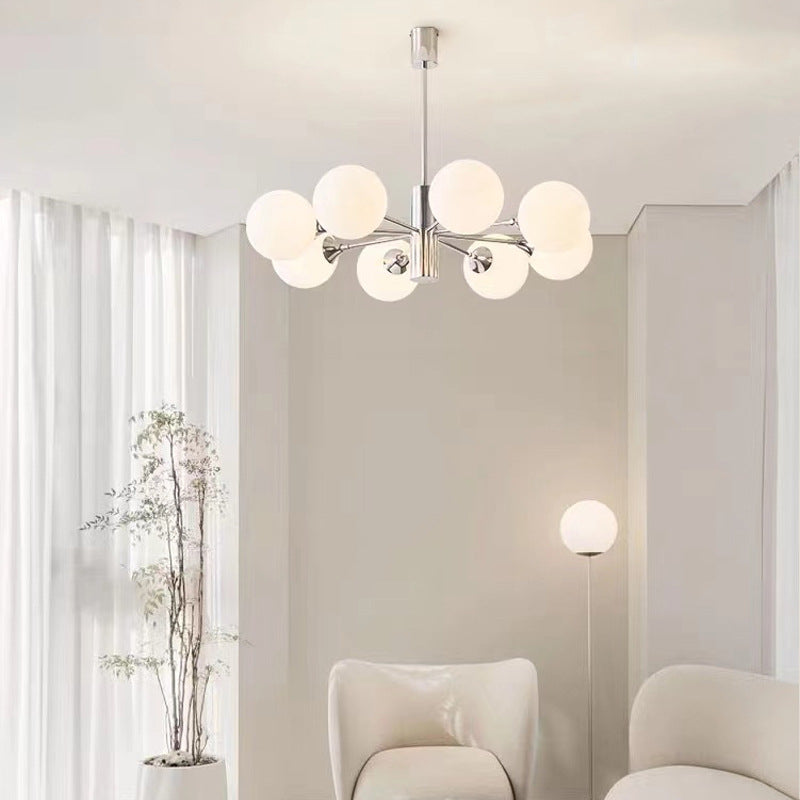 Stylish Chandelier – Frosted Globe Shades