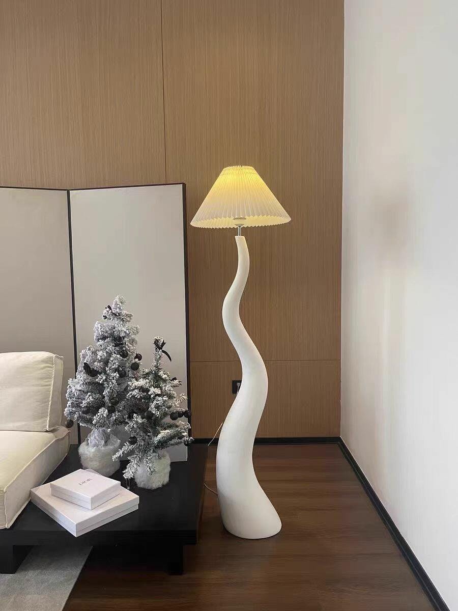 Twisted Pleated Floor Lamp – Unique Organic Shape