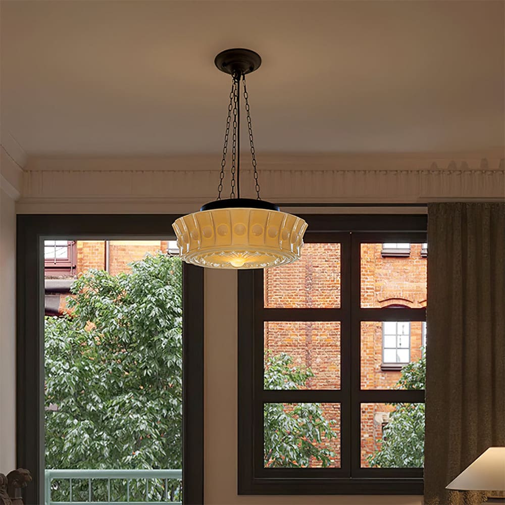 Vintage French Round Pendant Lamp – Modern Elegance