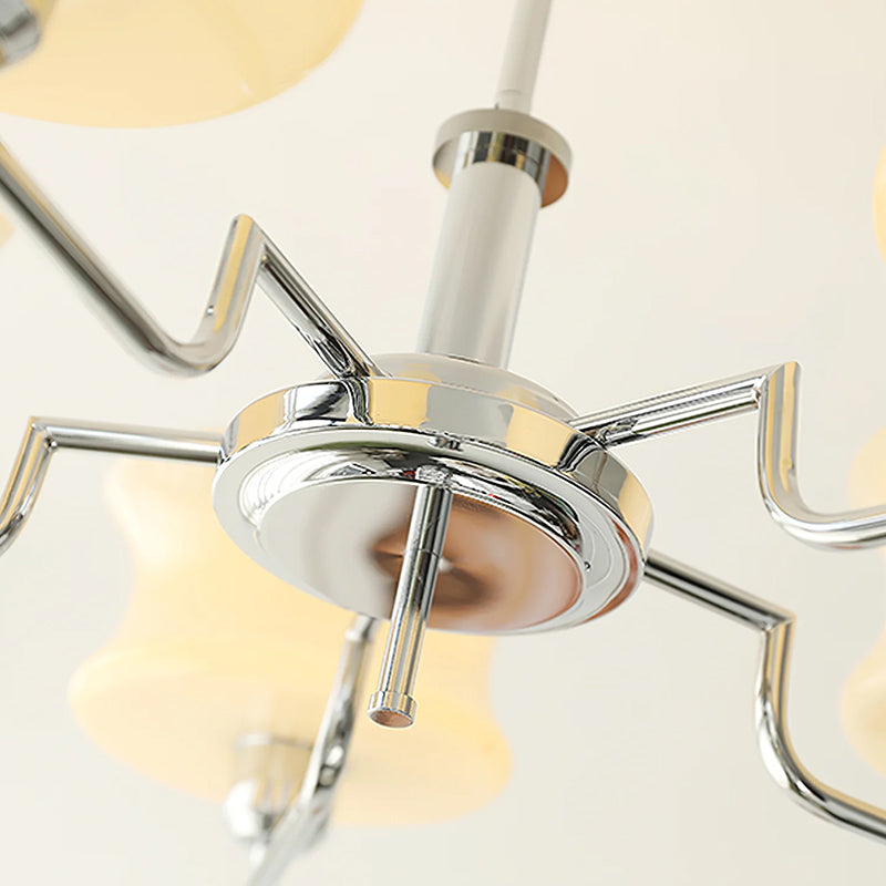 Cream Glass Chandelier - Mid-Century Elegance