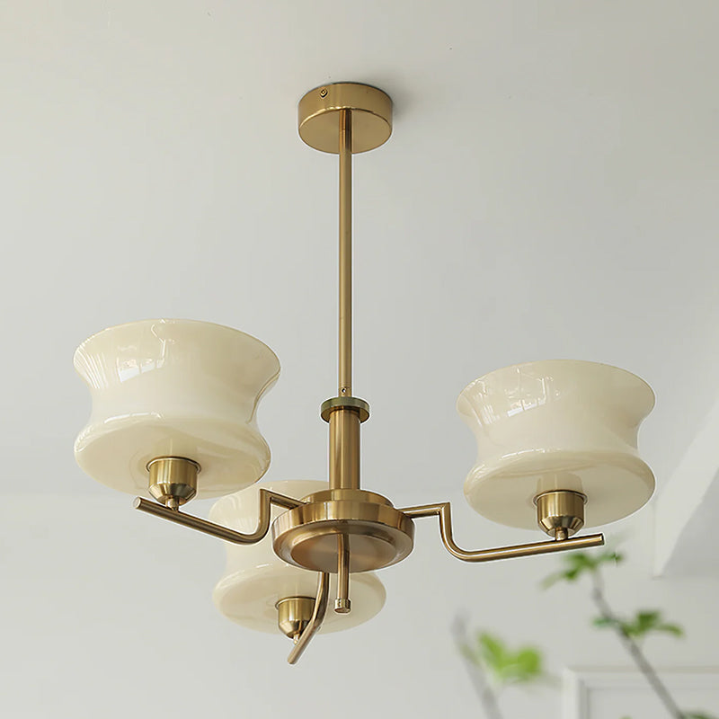 Cream Glass Chandelier - Mid-Century Elegance